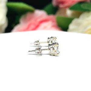 Moissanite 14k Gold Stud Earrings - Round authentic moissanites - Solid gold soft claw prong settings - FREE 3RD DAY UPS