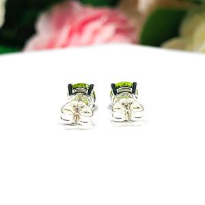 Round Natural Peridot Sterling Silver Basket Earrings August Birthstone
