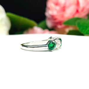 Lab Created Emerald 4mm Cubic Zirconia Five Stone Ring