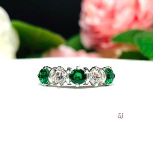 Lab Created Emerald 4mm Cubic Zirconia Five Stone Ring