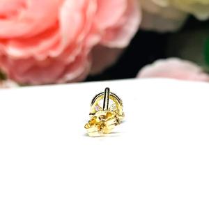 Round Moissanite Martini SINGLE STUD 14k Gold Earring Authentic