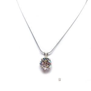 Round CZ Pendant Necklace Near Colorless Cubic Zirconia Sterling Silver