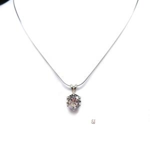 Round CZ 6 Prong Pendant Neckace Near Colorless Cubic Zirconia Sterling Silver