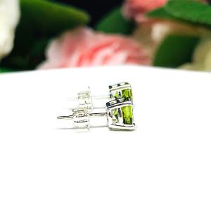 Round Natural Peridot Sterling Silver Basket Earrings August Birthstone