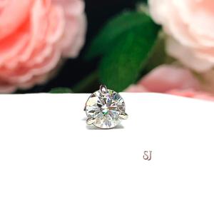 Round Moissanite Martini SINGLE STUD 14k Gold Earring Authentic