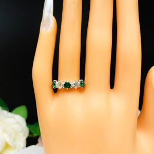 Lab Created Emerald 4mm Cubic Zirconia Five Stone Ring