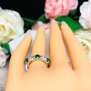 Lab Created Emerald 4mm Cubic Zirconia Five Stone Ring