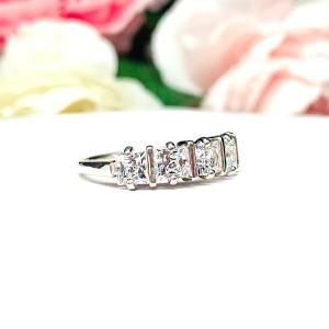 Princess Cubic Zirconia Five Stone Ring Size 7 FINAL SALE