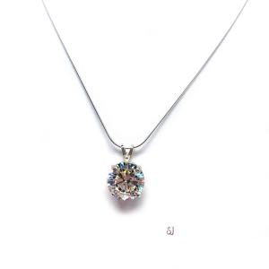 Round CZ Pendant Necklace Near Colorless Cubic Zirconia Sterling Silver
