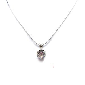 Round CZ 6 Prong Pendant Neckace Near Colorless Cubic Zirconia Sterling Silver