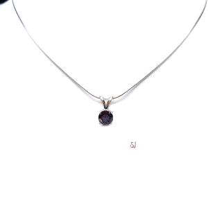 Lab Alexandrite Pendant Sterling Silver Necklace Round June Birthstone