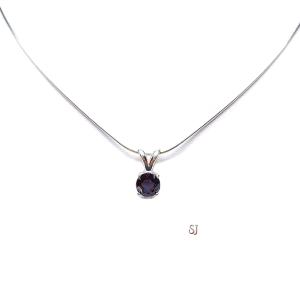 Lab Alexandrite Pendant Sterling Silver Necklace Round June Birthstone