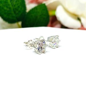 Old European Cut Cubic Zirconia 6 Prong Stud Earrings 6.5mm 2 Carats