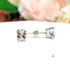 Peach Morganite Oval Stud Earrings Natural 7x5mm Sterling Silver CLEARANCE
