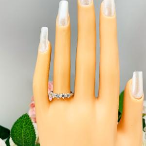 Round Near Colorless 3mm CZ Five Stone Ring