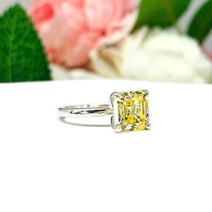 Canary Asscher CZ Engagement Ring