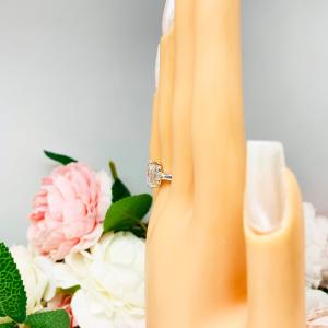 Marquise CZ Engagement Ring Near Colorless CZ Round Accents Sterling Silver