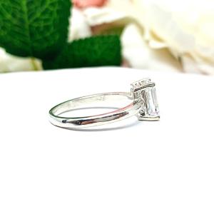 Emerald Cubic Zirconia Engagement Lower Profile Ring