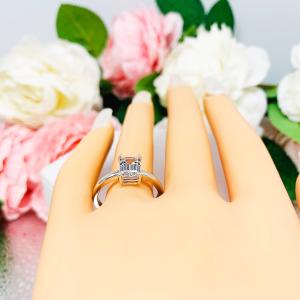 Emerald Cubic Zirconia Engagement Lower Profile Ring