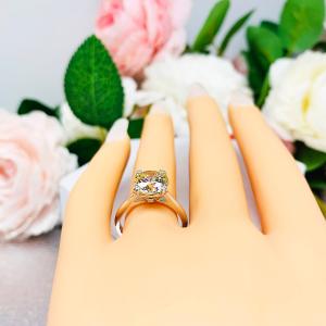 Yellow Round-Cut CZ Engagement Ring • 9mm, Sterling Silver, Size 6.25