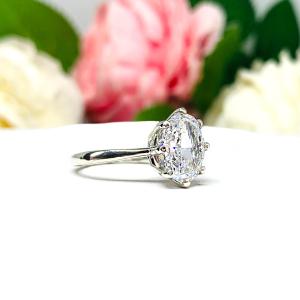 Barion Cut Oval CZ Engagement Ring
