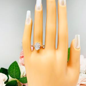 Barion Cut Oval CZ Engagement Ring