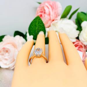 Barion Cut Oval CZ Engagement Ring