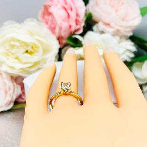 Petite Asscher Near Colorless CZ Gold Engagement Ring