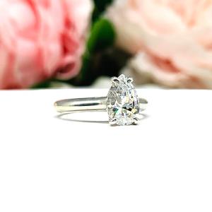 9x6mm Pear Cubic Zirconia Claw Prong Engagement Ring SIZE 6.5 FINAL SALE