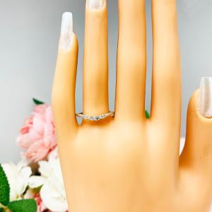 Round 2mm Light Yellow CZ Curved Wedding Band 4 Stone
