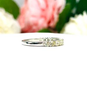 Light Yellow CZ Round Half Eternity Wedding Band  12 Stone