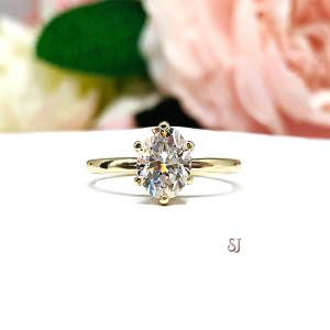 Oval Moissanite 6 Prong Gold Engagement Ring Authentic FREE UPS 3RD DAY
