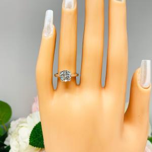 Steel Blue Moissanite Engagement Ring - Authentic 10.5mm (4.41 cts) moissanite - Sterling silver setting