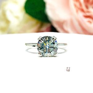 Steel Blue Moissanite Engagement Ring - Authentic 10.5mm (4.41 cts) moissanite - Sterling silver setting