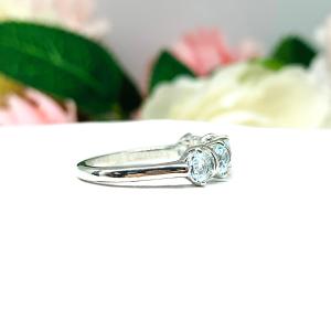 Sky Blue Topaz Five Stone Sterling Silver Ring Natual 4mm Round March Alternative Birthstone SIZE 7 FINAL SALE