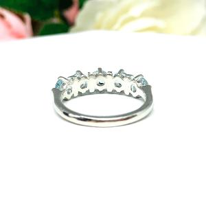 Sky Blue Topaz Five Stone Sterling Silver Ring Natual 4mm Round March Alternative Birthstone SIZE 7 FINAL SALE