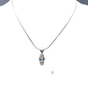 Marquise CZ Pendant 3 Carat Necklace Near Colorless Cubic Zirconia 14x7mm Sterling Silver Necklace