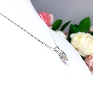 Marquise CZ Pendant 3 Carat Necklace Near Colorless Cubic Zirconia 14x7mm Sterling Silver Necklace