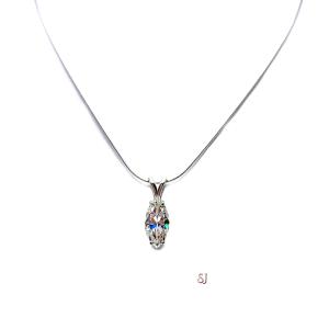 Marquise CZ Pendant 3 Carat Necklace Near Colorless Cubic Zirconia 14x7mm Sterling Silver Necklace