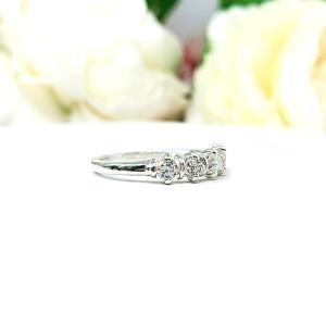 Round Near Colorless 3mm CZ Five Stone Ring