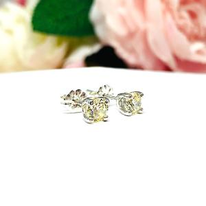 Round-Cut Yellow CZ Stud Earrings • 5mm, Sterling Silver