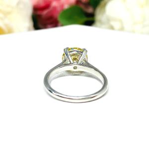 Yellow Round-Cut CZ Engagement Ring • 9mm, Sterling Silver, Size 6.25