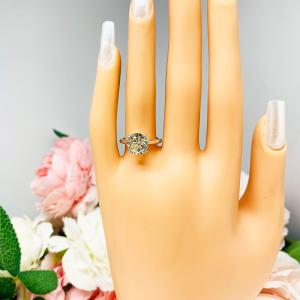 Yellow Round-Cut CZ Engagement Ring • 9mm, Sterling Silver, Size 6.25