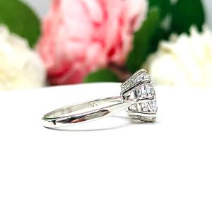 Barion Cut Oval CZ Engagement Ring