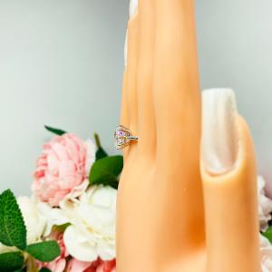 Barion Cut Oval CZ Engagement Ring