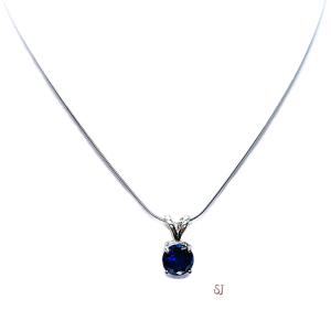 Lab Blue Sapphire Oval Pendant Sterling Silver Necklace September Birthstone
