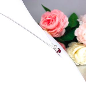 Lab Ruby Round Pendant Sterling Silver Necklace July Birthstone