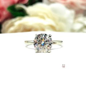 Round Moissanite Engagement Gold Ring Authentic FREE UPS 3RD DAY