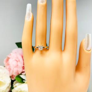 Petite Asscher Near Colorless CZ Gold Engagement Ring