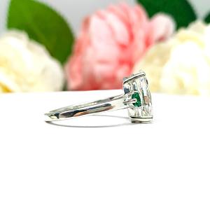 Marquise Cubic Zirconia Lab Emerald Accents Engagement Ring